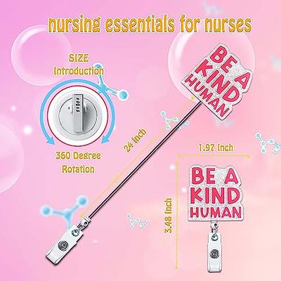 ANDGING Be a Kind Human Nurse Badge Reel Holder Retractable Funny Cute  Nursing Badge Reels Retractable