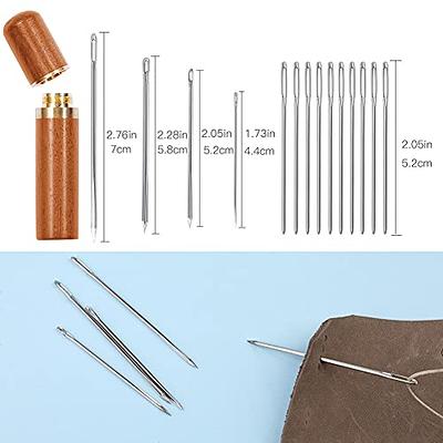 51 Pcs Leather Working Tools, Leather Craft Hand Stitching Tools with 4mm  Prong Sewing Hole Punch Leather Sewing Tool, Waxed Thread and Large-Eye