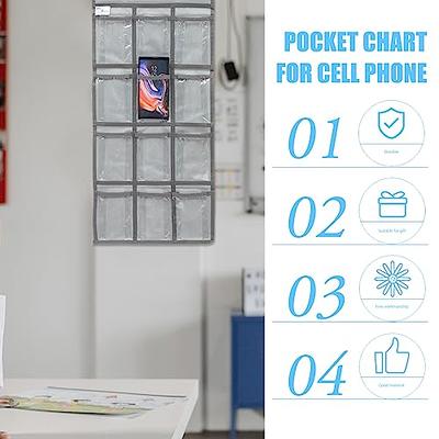 Misslo Classroom Cell Phone Calculator Holder Numbered 30 Pockets Chart Hanging Wall Door Storage Organizer (Blue)