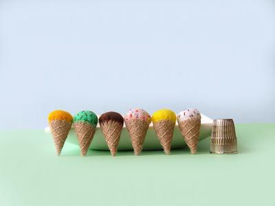 Miniature Wool Felt Ice-Cream Cones, Ice Cream, Fairy Garden, Felt