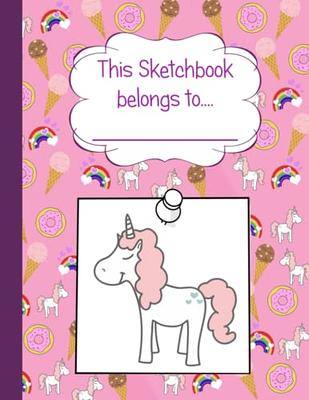 Unicorn Sketchbook and Journal: Cute Unicorn Sketchbook for Girls Blank  Paper for Drawing, Doodling