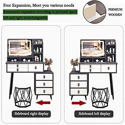 QQXX Vanity Desk with Mirror and Lights,Modern Makeup Vanity Set,Adjustable  Led & Six Drawers & Five Storage Shelves & Vanity Stool Chair,Large Makeup  Desk Dressing Table for Bedroom - Yahoo Shopping