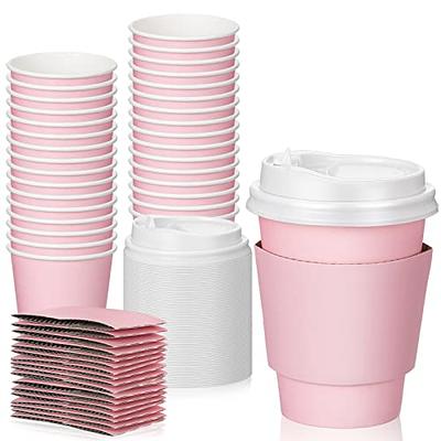 Bulk 48 Ct. Purple Disposable Paper Coffee Cups with Lids & Sleeves