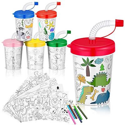 Color Your Own Cups with Lids and Straws