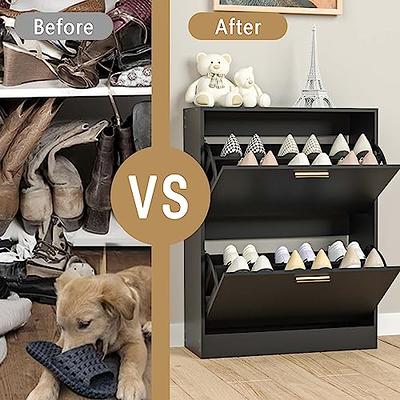 6 Tier Shoe Rack Organizer with Cover, Slim Shoe Storage Cabinet, Narrow Shoe  Shelf for Closet, Entryway, Black