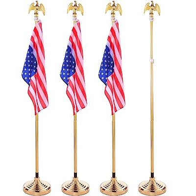 Zonon 4 Pcs 7 ft Telescoping Indoor Flag Pole Kit Aluminum Gold Pole with  Flag Stand