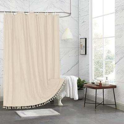 aoselan Beige Long Shower Curtain 72 x 84, Boho Tassel 84 inch Shower  Curtain, Tribal Geometric Shower Curtain for Bathroom Decor, Aesthetic  Farmhouse