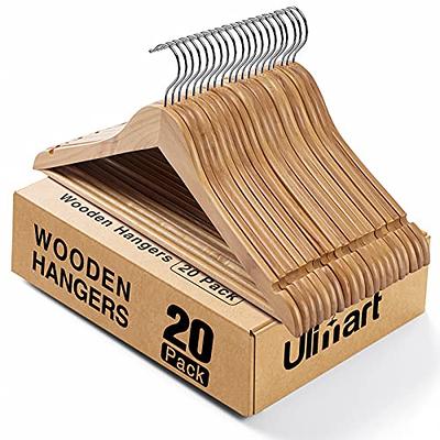 Lifemaster Tough Long Lasting Solid Maple Wooden Clothes Hangers - Pack of  50 Natural Wood Hangers with Rotating Swivel Hooks and Built-in Notches to  Organize Jackets, Shirts, and Pants