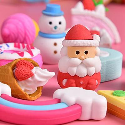 Christmas Erasers for Kids Assorted Christmas Santa Snowman Mini