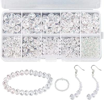 1000 Pieces Crystal Beads for Jewelry Making Faceted Bicone Cube Crystal  Glass Beads Bracelet Making Kit Loose Beads Briollete Rondelle Spacer Beads  for DIY Bracelets Necklace Pendants Making Supplies