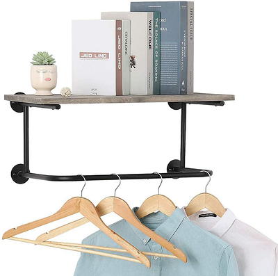 Seafuloy Espresso Entryway Wall Mounted Coat Rack with 4 Dual Hooks Living  Room Wooden Storage Shelf YM-39294-H - The Home Depot