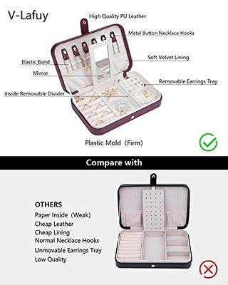 V-LAFUY Jewelry Travel Organizer, Travel Jewelry Box Portable, Small Travel  Jewelry case with Mirror, PU Leather Small Jewelry B