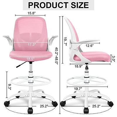 Primy Drafting Chair Tall Office Chair with Flip-up Armrests Executive  Ergonomic Computer Standing Desk Chair with Lumbar Support and Adjustable  Footrest Ring (Pink) - Yahoo Shopping