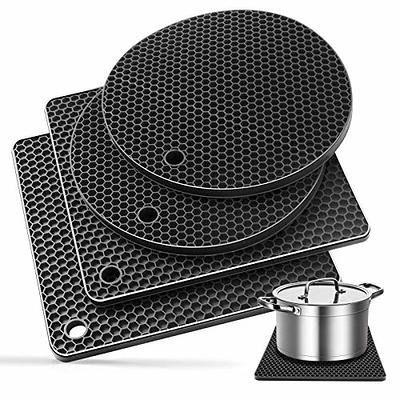 4pcs Silicone Trivet Mat Heat Resistant Pot Holder Hot Pads-Dark Grey+Black