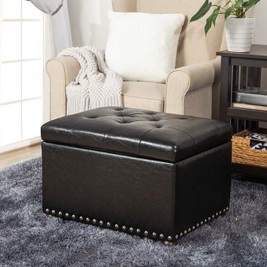 Adeco Footstool Ottoman Faux Leather Foot Rest Stool - Yahoo Shopping