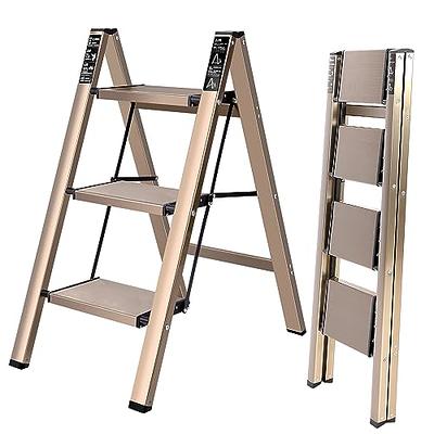 Goplus 3 Step Aluminum Lightweight Ladder Folding Non-Slip Platform Stool  330Lbs Load