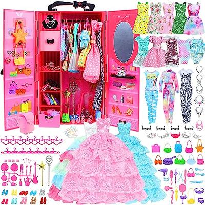 BJDBUS 106 Pcs Doll Wardrobe with Clothes and Accessories Set for 11.5 Inch  Girl Doll, Storage Closet Wedding Gown Fashion Dresses Skirts Tops Pants  Outfits Bikini Swimsuits Hangers Shoes Other Stuff - Yahoo Shopping