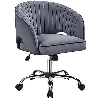 HOMCOM Gray, Mid Back Modern Home Office Chair with Tufted Button Design  and Padded Armrests, Swivel Computer Desk Chair 839-078LG - The Home Depot