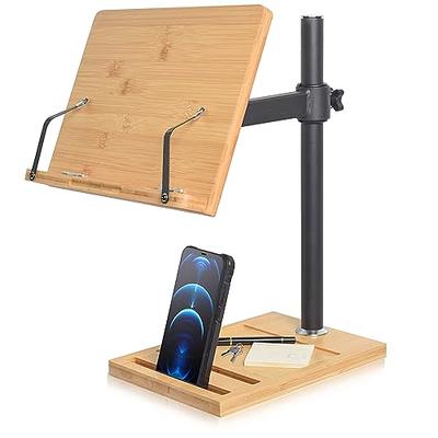 Wishacc 19.68 x 14 inches Bamboo Book Stand Reading Shelves Holder Cookbook  Foldable For Tablet PC Laptop Stand Computer Desk