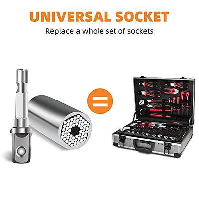 Universal Socket Tools Gifts for Men Dad - Socket Set with Power Drill Adapter Super Universal Socket Grip Cool Gadgets for Men