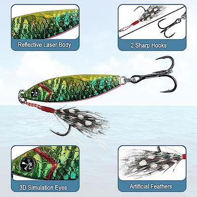 Goture Fishing Jigs,Lead Vertical Jig Saltwater, Jig Fishing Lures with  Assist Hook and Treble Hook,Fishing Jigging Spoon Lures for