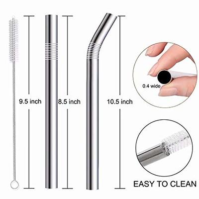 CocoStraw B00k4pp0vk 8 Large Wide Smoothie Straws/straight Frozen Drink Straw, Stainless Steel