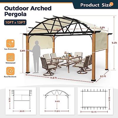 HAPPATIO 10' X 13' Outdoor Pergola with Sling Retractable Pergola Canopy,  Wood-Like Aluminum Patio Pergola Shade for Patio, Backyard, Garden,Poolside  - Yahoo Shopping