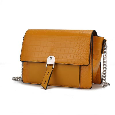  Satchel Bag Women's Vegan Leather Crocodile-Embossed