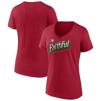 Women's New Era Scarlet San Francisco 49ers Raglan Lace-Up T-Shirt