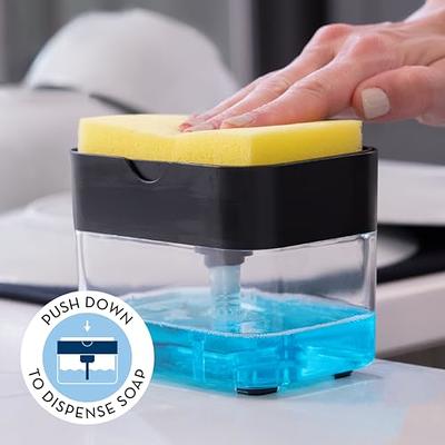 S&T INC. Dish Soap Dispenser and Sponge Holder for Kitchen Sink