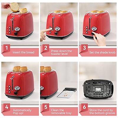 BUYDEEM DT-640 4-Slice Toaster, Extra Wide Slots, Retro Stainless Steel