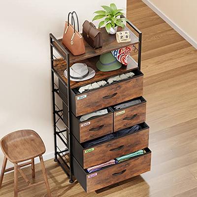 Lulive Dresser, Chest of Drawers, 5 Drawers Dresser for Bedroom, Hallway,  Entryway, Storage Organizer Unit with Cationic Fabric, Sturdy Metal Frame,  Wood Tabletop, Easy Pull Handle (Rustic Brown) - Yahoo Shopping