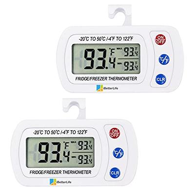 KeeKit Refrigerator Thermometer, 2 Pack Digital Freezer Thermometer, Upgraded Fridge Thermometer with Large LCD Display, Magnetic, Max/Min Record