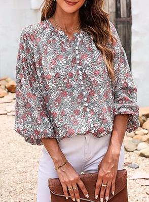SHEWIN Womens Blouses Dressy Casual Floral Boho Tops Loose Long Sleeve  Shirts Trendy Fall Spring Clothes for Women 2024, Grey, US 20-22(XXL) -  Yahoo Shopping