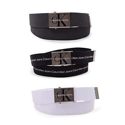 Calvin Klein Men's 3 Pack Web Belt Set, Black, Dark RED, Navy, One