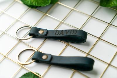 Personalized Leather Key Chain Custom Leather Keyring Gift 