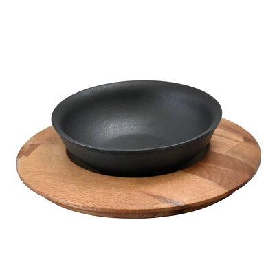 Lava Enameled Cast Iron Skillet 9 inch-Oval Fajita Pan with Beechwood  Service Platter