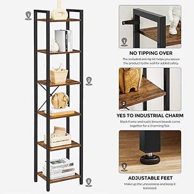 Frailey 15.7 in. Wide White 5 Shelf Bookcase, Narrow Bookshelf for Small  Space