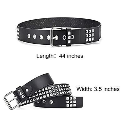 maikun Grommet Leather Belts for Women,Studded Belt Punk Accessories, Cute Belt, Adult Unisex, Size: Fit for Waist Up to 41, White