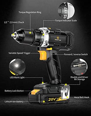 WorkPro 20V Max Cordless Drill Driver Set, Electric Power Impact Drill Tool with