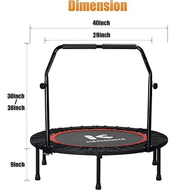 BCAN 40 Foldable Mini Trampoline, Fitness Rebounder with Adjustable Foam  Handle, Exercise Trampoline for Adults Indoor/Garden Workout Max Load  330lbs 