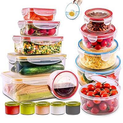 Zezzxu 8 oz Plastic Containers with Screw on Lids, 12 Pack Stackable Small  Food Storage Containers Reusable Deli Jars, Microwave & Freezer Safe