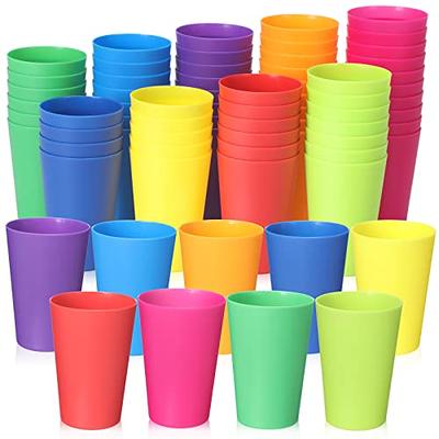 Youngever 8 Ounce Kids Cups, 9 Pack Kids Plastic Cups In 9 Assorted Colors,  8 Ounce Kids Drinking Cups, Toddler Cups, Cups for Kids Toddlers,  Unbreakable Toddler Cups