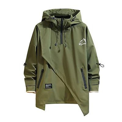 GURUNVANI Men’s Hooded Windbreaker Jacket Zip Up Patchwork Hoodie Anorak at   Men’s Clothing store