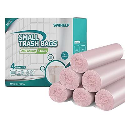 1.6 Gallon/220pcs Strong Drawstring Trash Bags Garbage Bags by Teivio,  Bathroom Trash Can Bin Liners