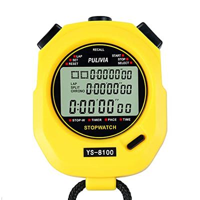 YS Digital Stopwatch Timer Metal Stop Watch with Backlight, 2 Lap