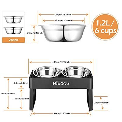 Siooko Elevated Dog Bowls for Large Dogs, Wood Raised Dog Bowl Stand with 2  Stainless Steel