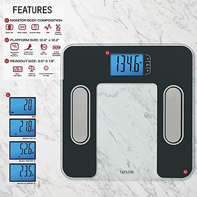 Taylor Body Composition Scale for Body Weight, Measuring Body Fat, Body  Water, Muscle Mass and BMI, 400 lb. Capacity, White/Black - Yahoo Shopping