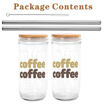 AmzFan 20oz Glass Mason jars Reusable Boba Cup Iced Coffee Cup Spill Proof  Sippy Cup-Smoothie Cup with Bamboo Lid&Silicon Rubber Case and Stainless  Sippy White