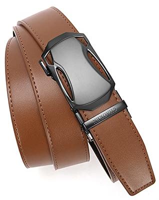 Chaoren Leather Ratchet Dress Belt, with Automatic Slide